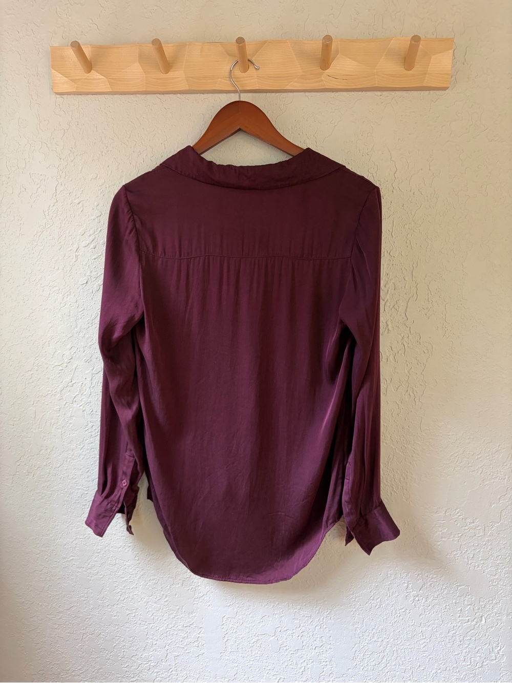 Quince Washable Stretch Silk Button-Down Shirt in Wine Red - Picture 2 of 5